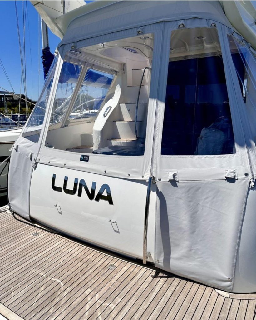 Bimini tenda za glisere i čamce od nautičkog platna sa providnom kristal folijom - izrada Luna cerade i tende