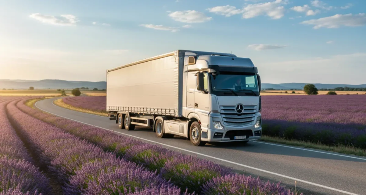 Kamionska PVC cerada za poluprikolicu na kamionu u pokretu - izrada Luna cerade i tende - Novi Sad - Srbija