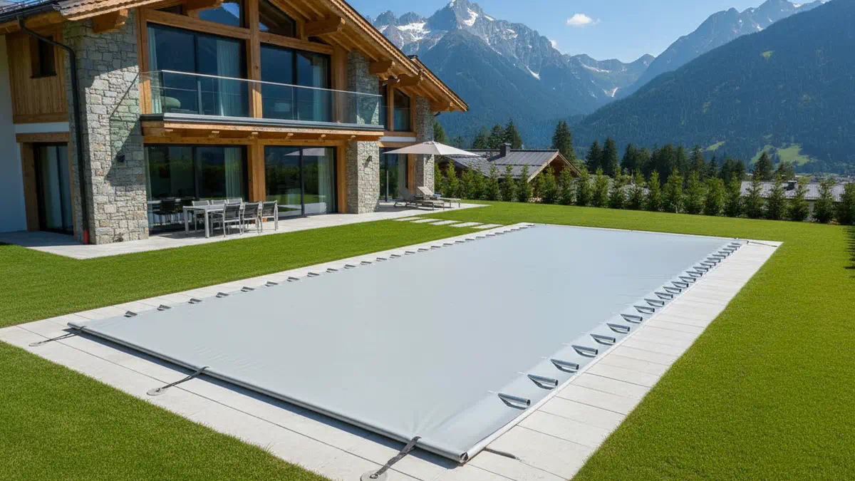 Zaštitini zimski prekrivač  saaluminijumskom konstrukcijom namontiran na bazenu